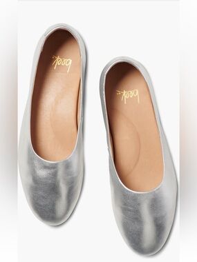 beek Silver Leather Ballet Flats